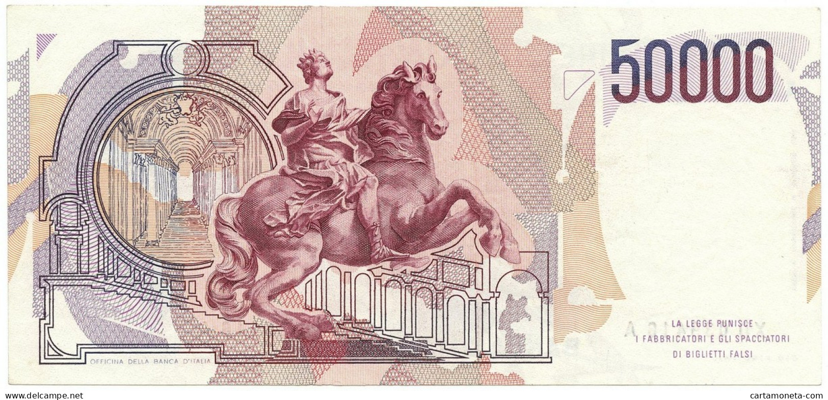 50000 LIRE GIAN LORENZO BERNINI I TIPO SERIE SOSTITUTIVA XD 25/01/1993 SPL - Otros & Sin Clasificación