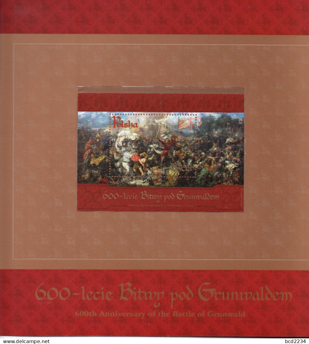 POLAND 2010 POLISH POST OFFICE LIMITED EDITION FOLDER: 600TH ANNIV BATTLE GRUNWALD MS PLUS ENVELOPE MATEJKO PAINTING ART - Blocs & Feuillets