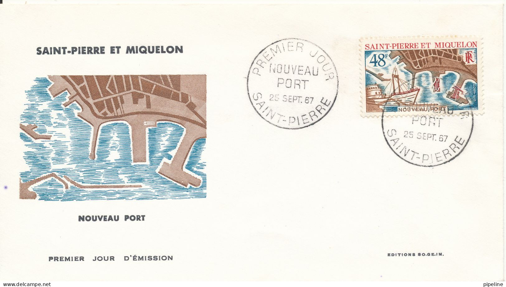 France Saint-Pierre And Miquelon FDC 25-9-1967 With Cachet - FDC