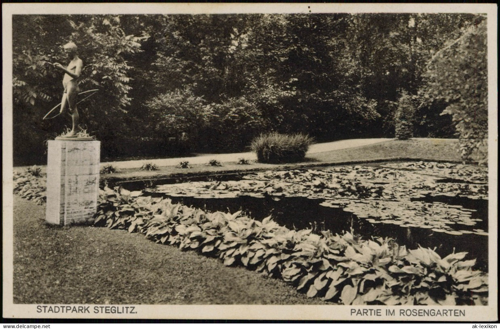 Ansichtskarte Steglitz-Berlin Stadtpark Steglitz, Rosengarten Statue 1932 - Steglitz