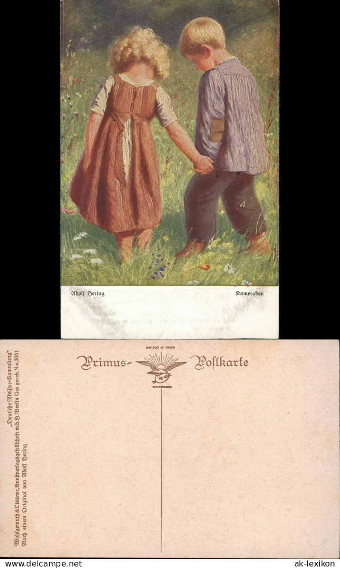 Kinder Künstlerkarte Kameraden Junge U. Mädchen Hand In Hand 1912 - Portraits