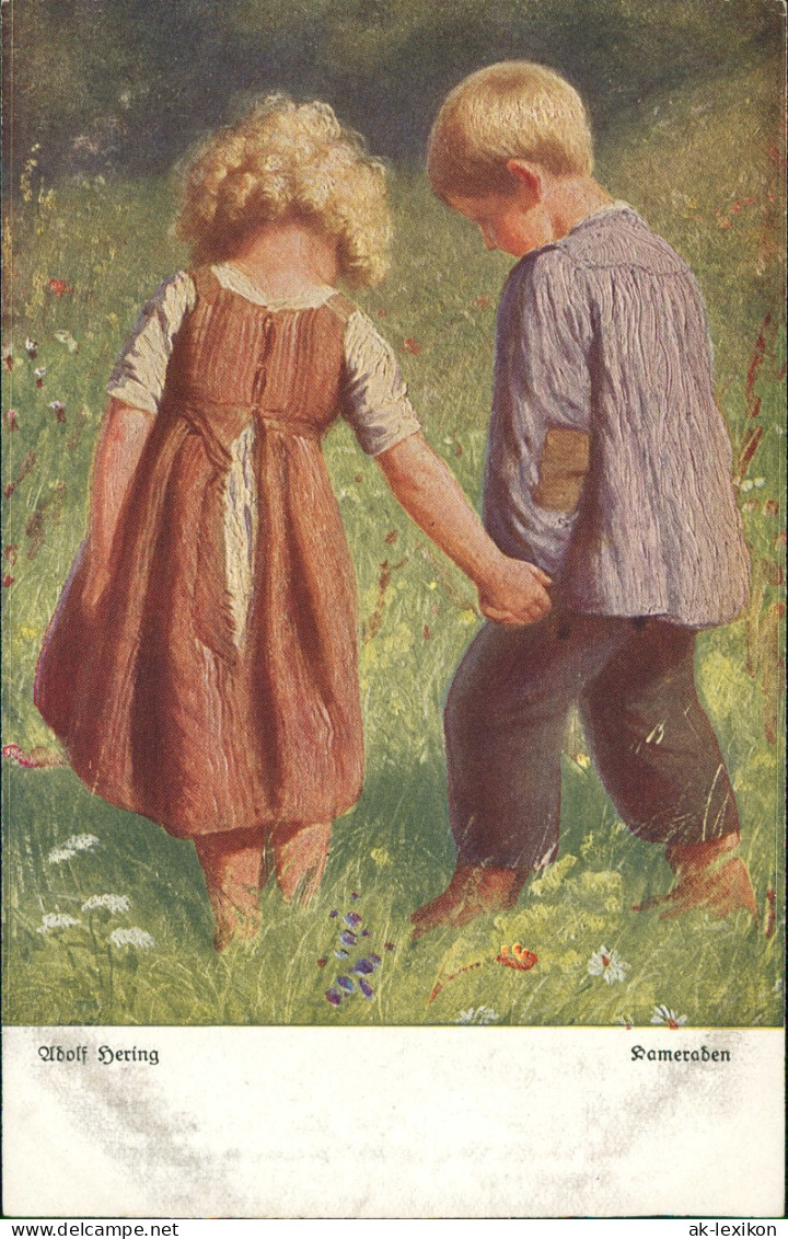 Kinder Künstlerkarte Kameraden Junge U. Mädchen Hand In Hand 1912 - Portraits