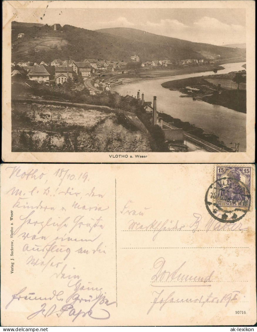 Ansichtskarte Vlotho Stadtpartie 1918 - Vlotho