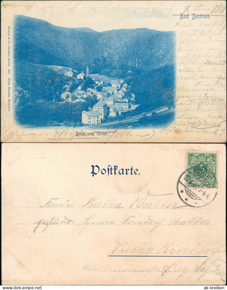 Ansichtskarte Bad Bertrich Stadtpartie - Blaudruck 1900 - Bad Bertrich