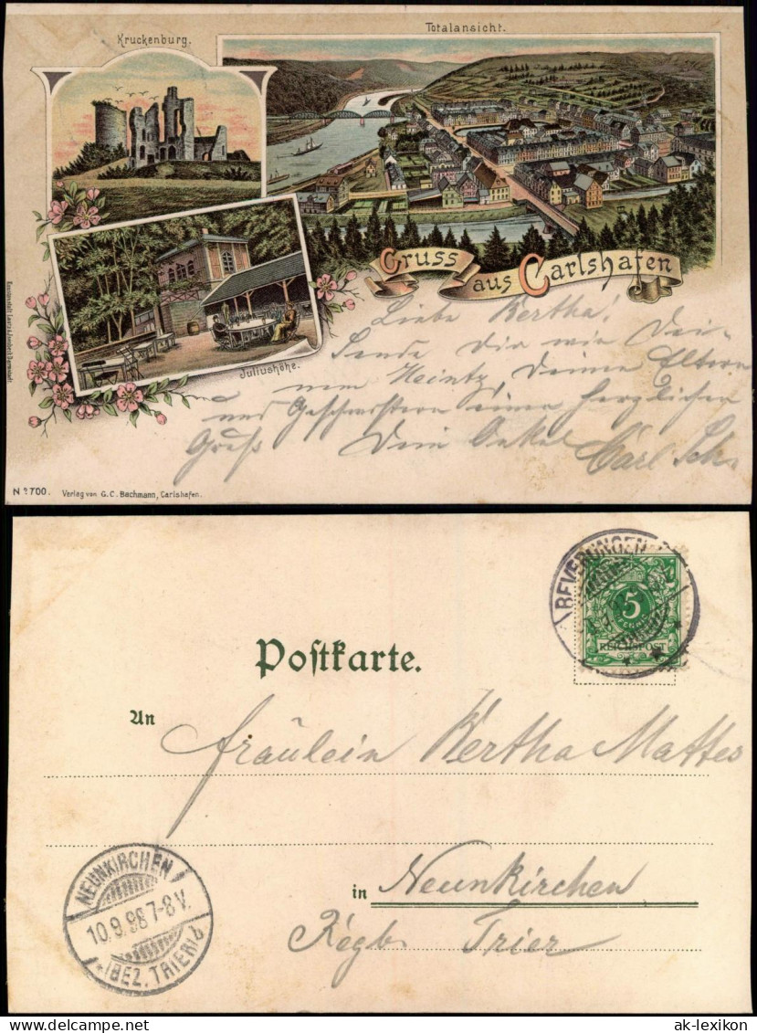Ansichtskarte Litho AK Bad Karlshafen 3 Bild: Stadt, Ruine, Juliushöhe 1898 - Bad Karlshafen