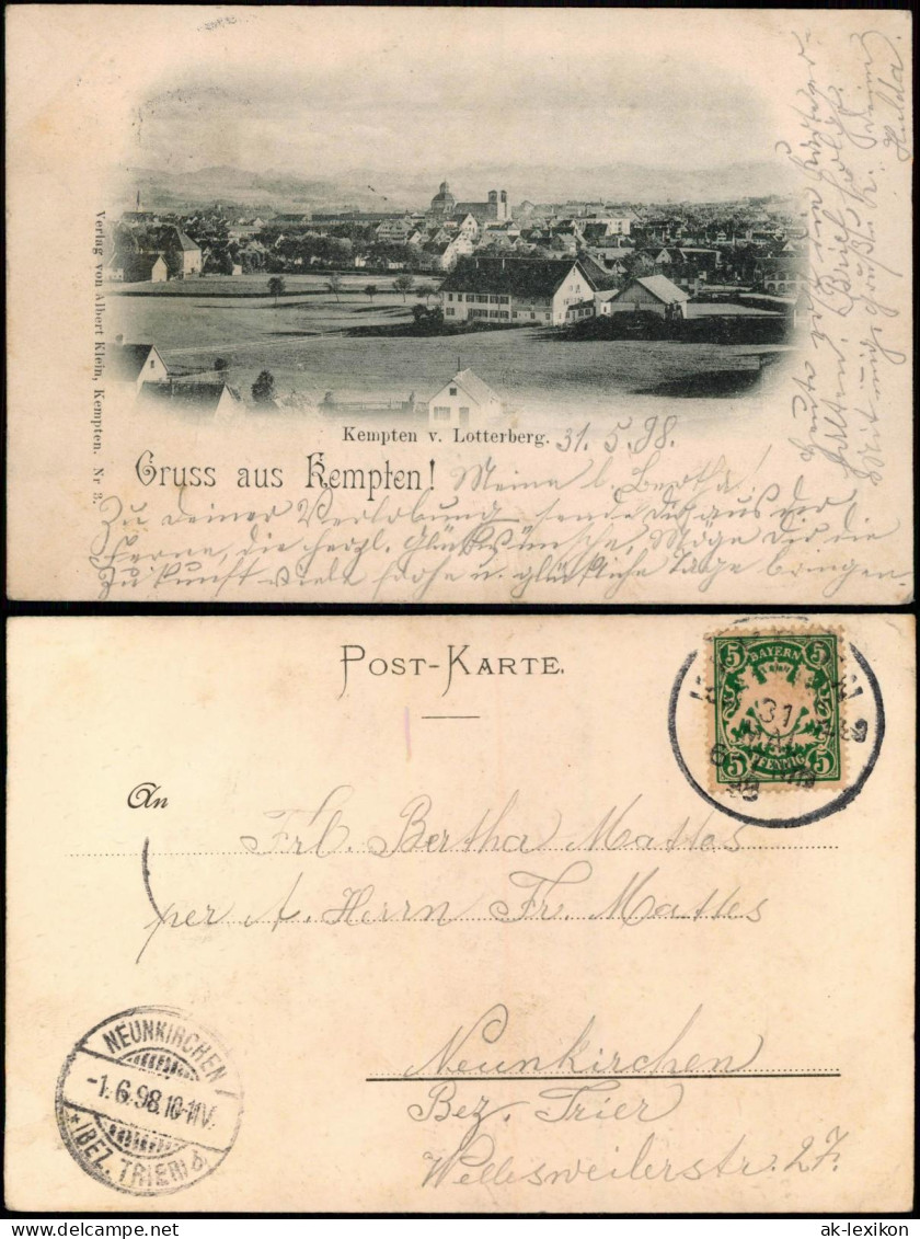 Ansichtskarte Kempten (Allgäu) Blick Vom Lotterberg 1898 - Kempten