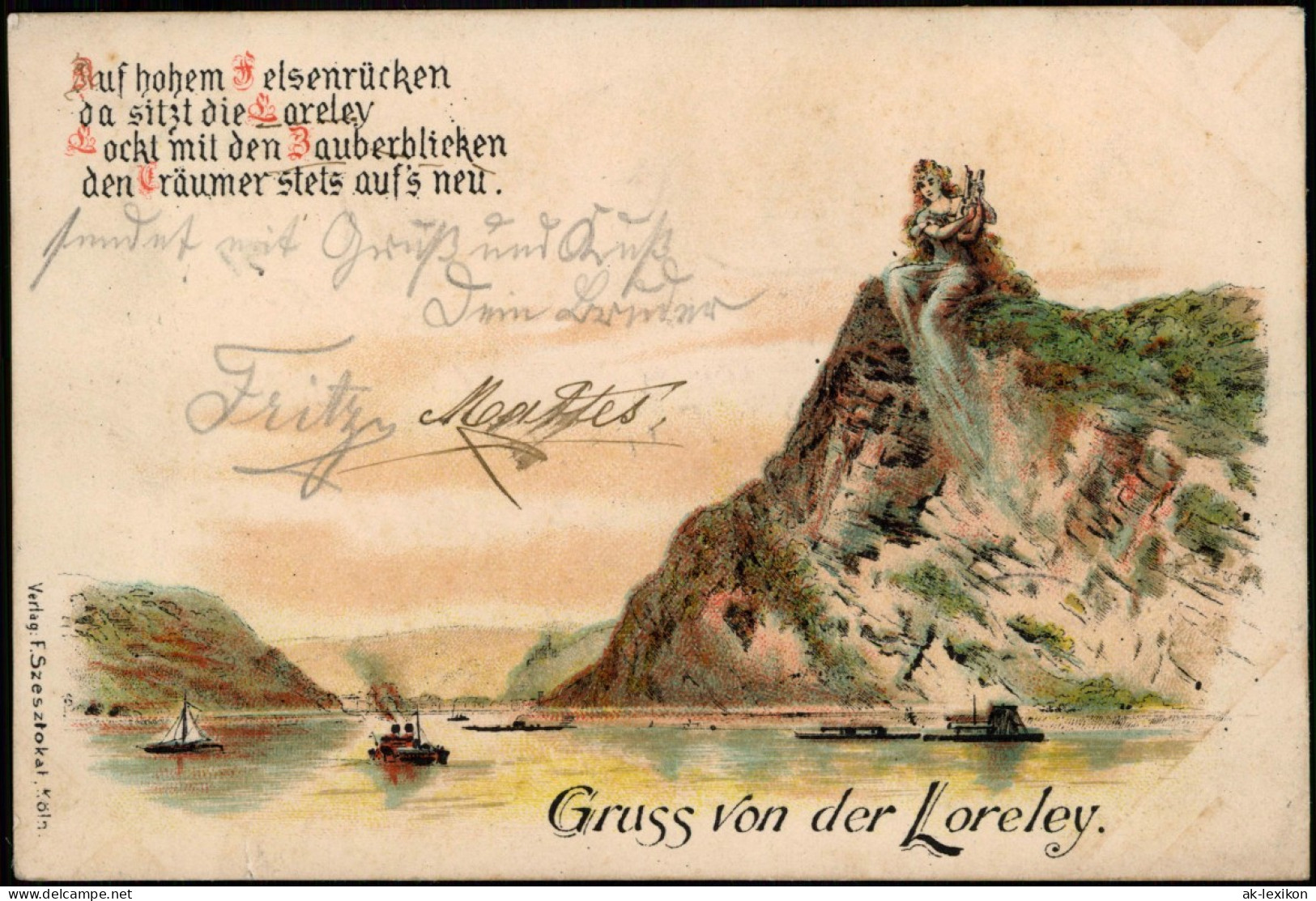 Ansichtskarte Sankt Goar Rheintal An Der Loreley Fels Als Frau Litho 1897 - St. Goar