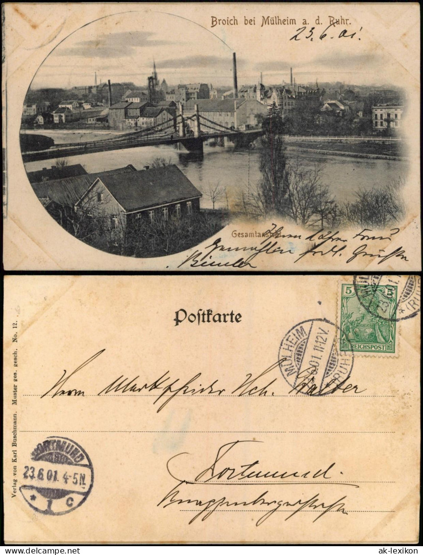 Ansichtskarte Broich-Mülheim An Der Ruhr Brücke, Stadt, Fabriken 1901 - Mülheim A. D. Ruhr