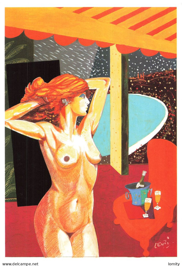 illustration illustrateur Marc Lenzi lot 4 cartes postales femme nue quatre saisons printemps été automne hiver CPM sein