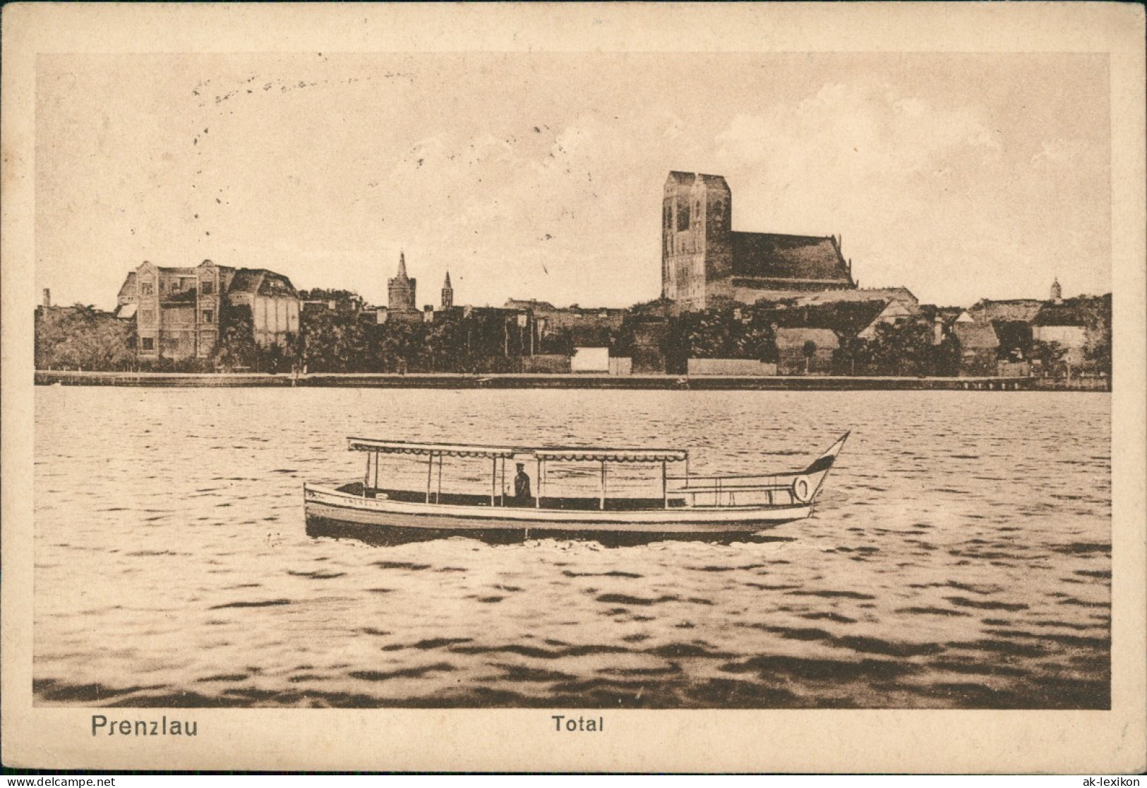 Prenzlau Boot Vor Der Stadt 1922  Gel. Bahnpoststempel Auf 40 Mark Posthorn - Prenzlau