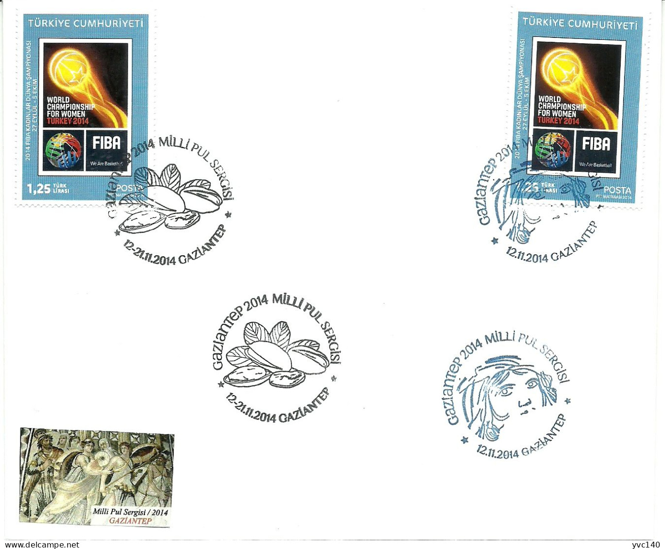 Turkey; 2014 Special Postmark "National Stamp Exhibition, Gaziantep" - FDC