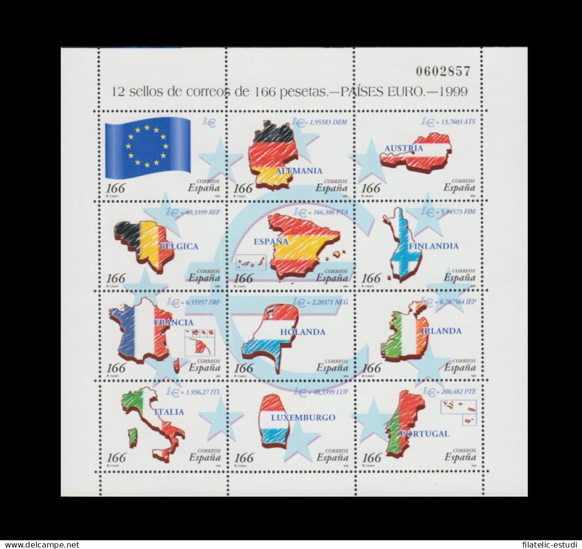 España Spain Minipliego 63 Países Del Euro 1999 - Blocs & Hojas