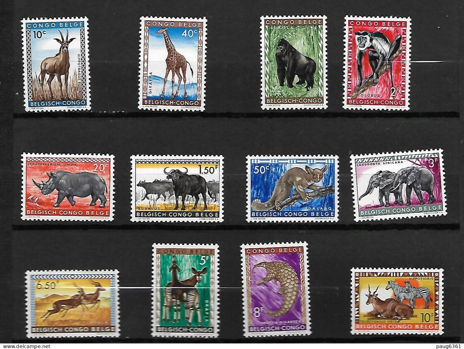 CONGO BELGE 1959 ANIMAUX SAUVAGES YVERT  N° 350/361NEUF MNH** - Unused Stamps