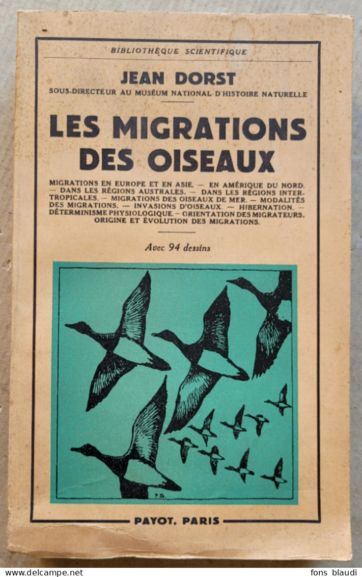 1956 - LES MIGRATIONS DES OISEAUX - Jean DORST - Bibliothèque Scientifique Payot - Nb Illustrations - Animali