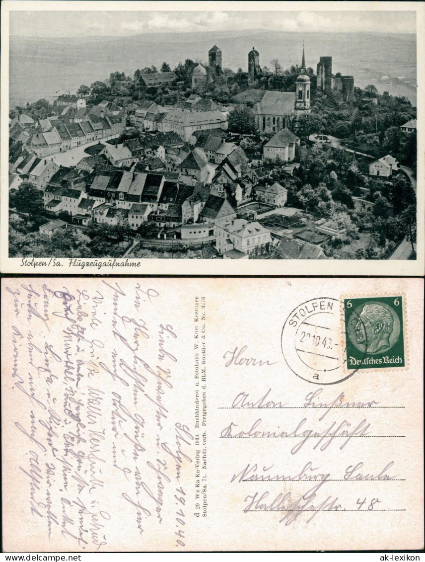 Ansichtskarte Stolpen Luftbild Burg Und Stadt 1940 - Stolpen