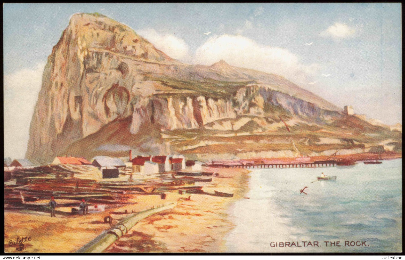 Gibraltar Panorama Mit Dem Felsen (The Rock) Künstlerkarte 1910 - Gibilterra