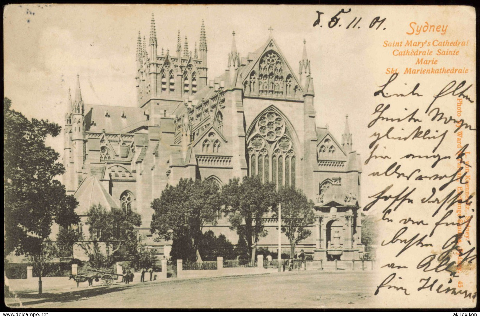 Postcard Sydney Saint Mary's Cathedral 1901   Gelaufen Nach ROSTOCK - Sydney