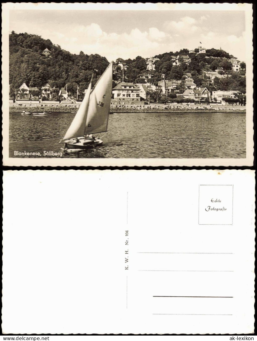 Blankenese-Hamburg Panorama-Ansicht Mit Süllberg, Elbe Segler 1950 - Blankenese