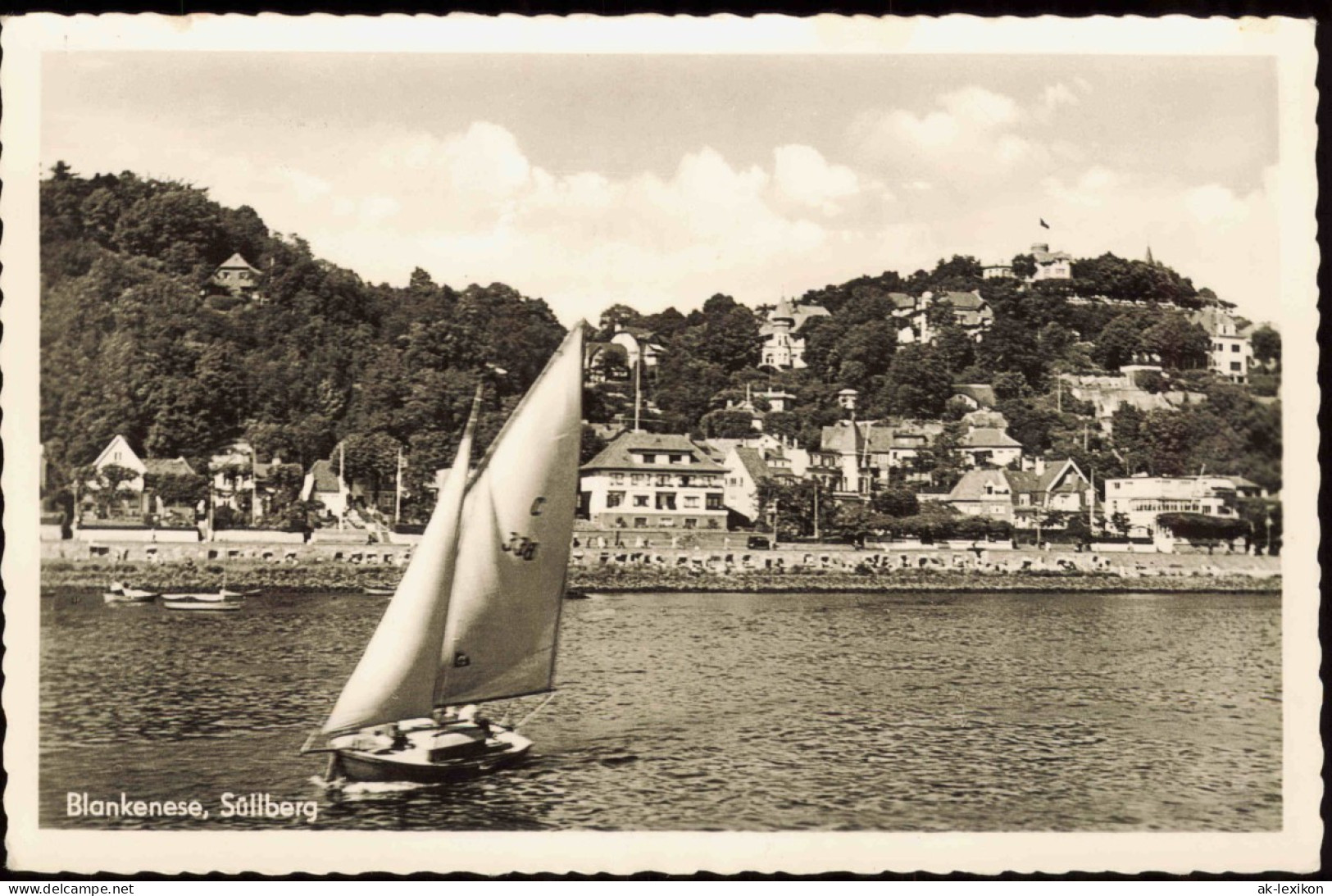 Blankenese-Hamburg Panorama-Ansicht Mit Süllberg, Elbe Segler 1950 - Blankenese