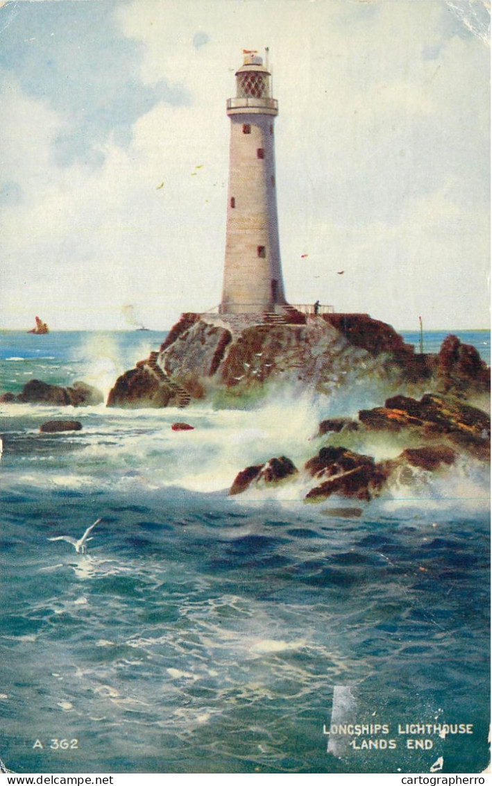 Sailing & Navigation Themed Postcard UK Lighthouse Lands End - Lighthouses