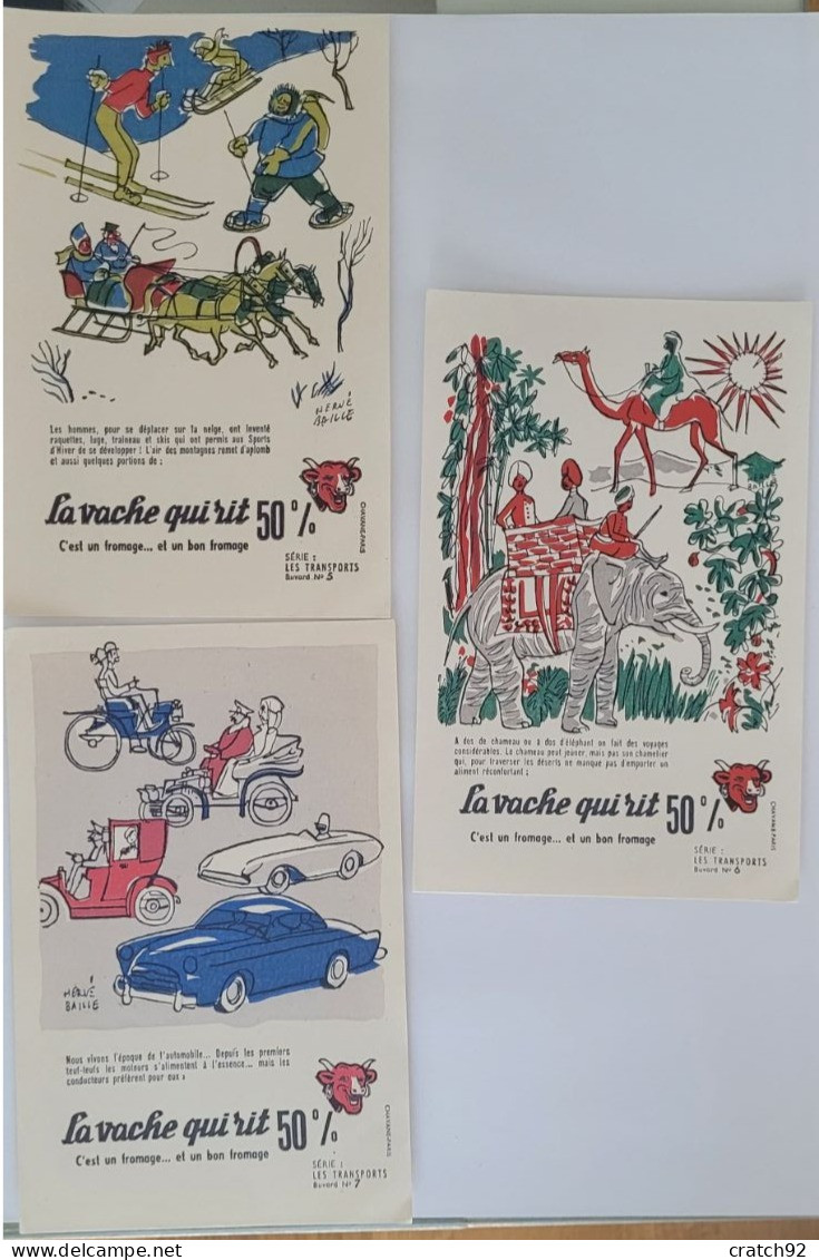 Lot Complet De 10 Buvards La Vache Qui Rit "les Transports" Avec Pochette D'origine Serie 4 - Levensmiddelen