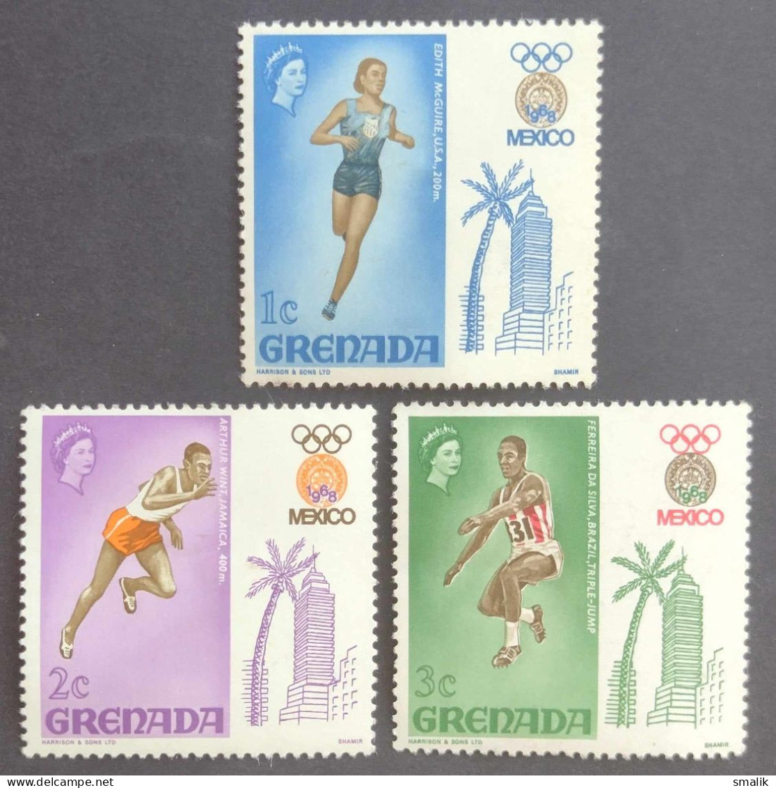 GRENADA (Former British Colony) 1968 - Mexico Olympic Games, 3 Stamps, MH Mint Slightly Hinged - Grenade (...-1974)