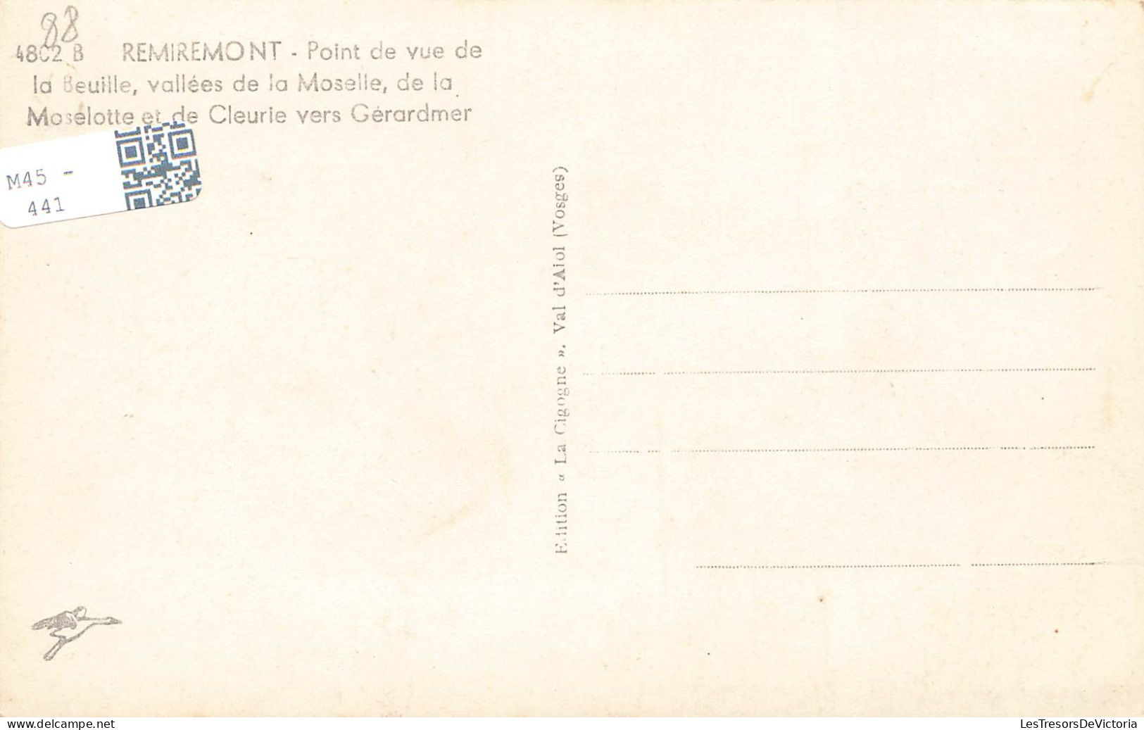 FRANCE - Remiremont - Point De Vue De La Beuille, Vallée De La Moselle, De La Mosélotte... - Carte Postale Ancienne - Remiremont