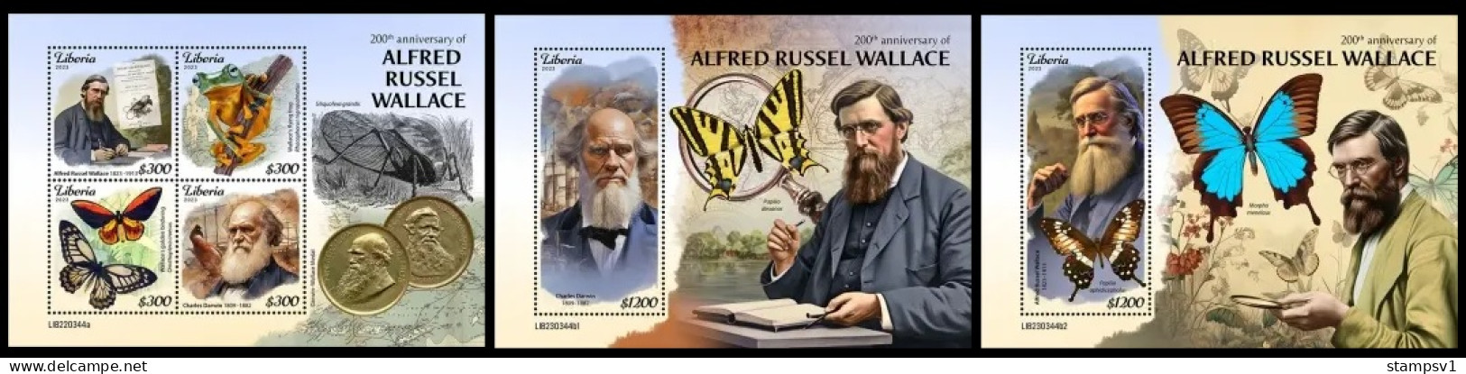 Liberia  2023 200th Anniversary Of Alfred Russel Wallace. Butterflies.  (344) OFFICIAL ISSUE - Natuur