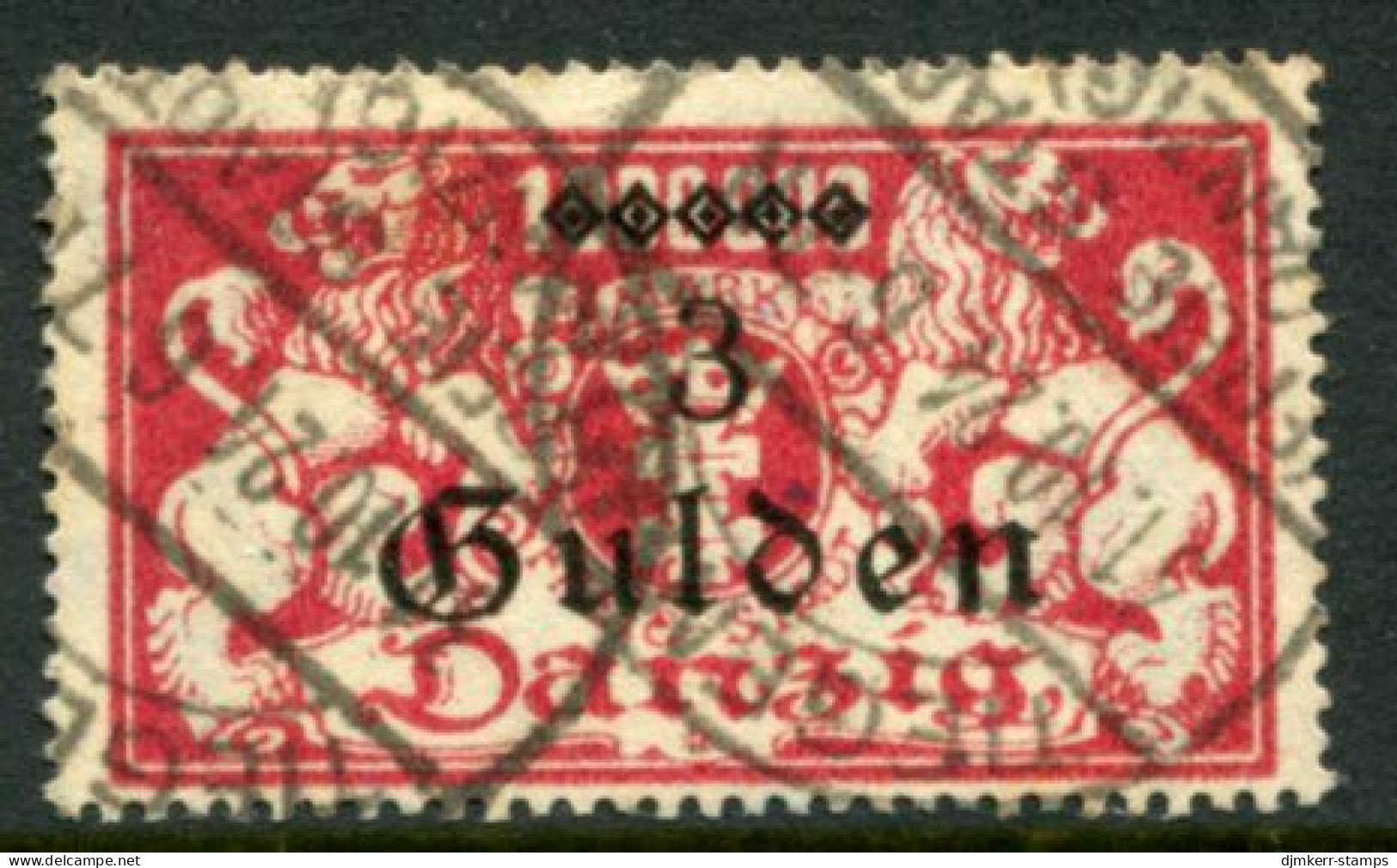 DANZIG 1923 Arms Definitive 3 G. On 1 Mio. Mk. Postally Used With Tiegenhof Postmark.  Michel 191 - Used