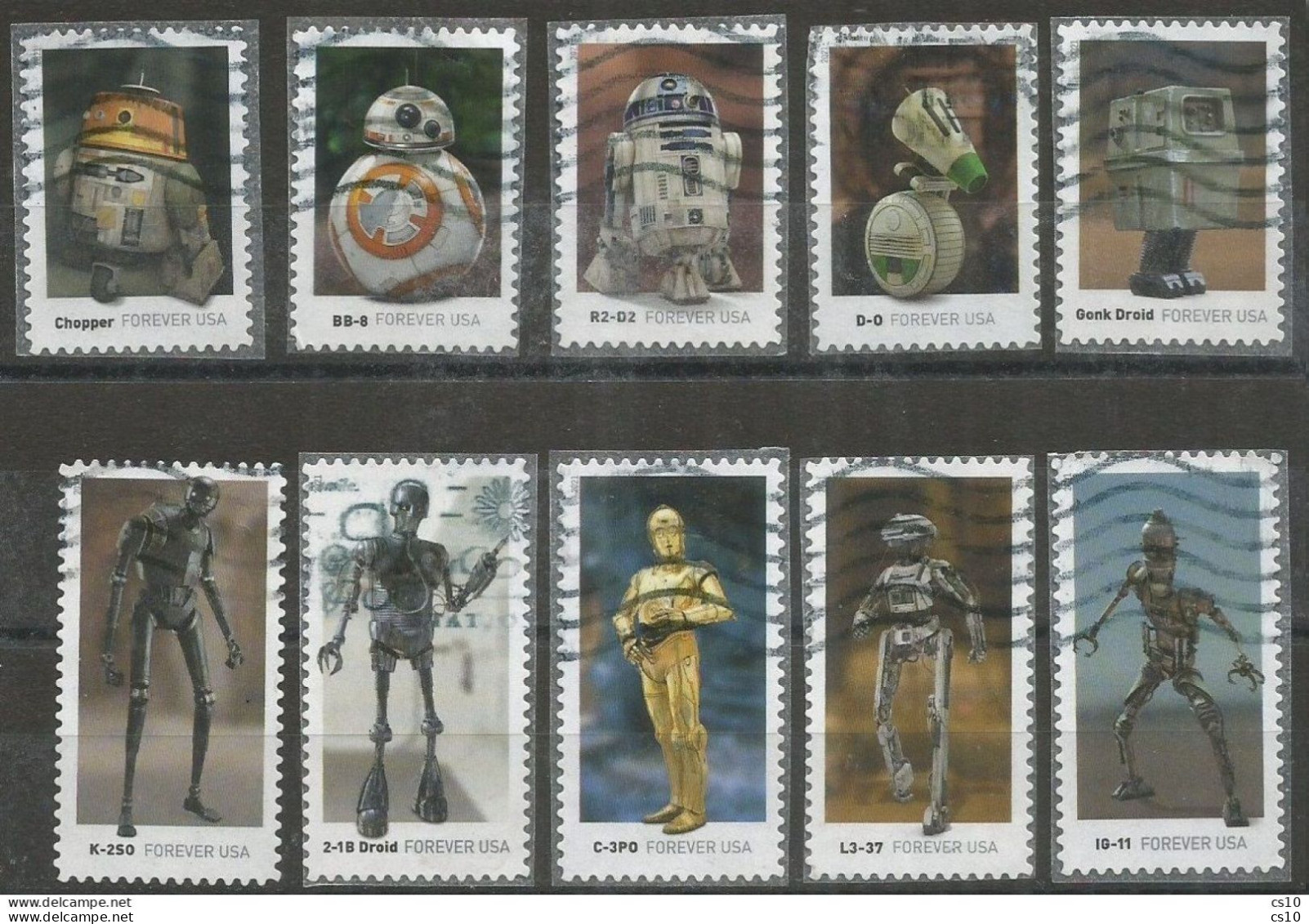 USA 2021 Star Wars Droids SC.# 5573/82 Cpl 10v Set Used - Sammlungen