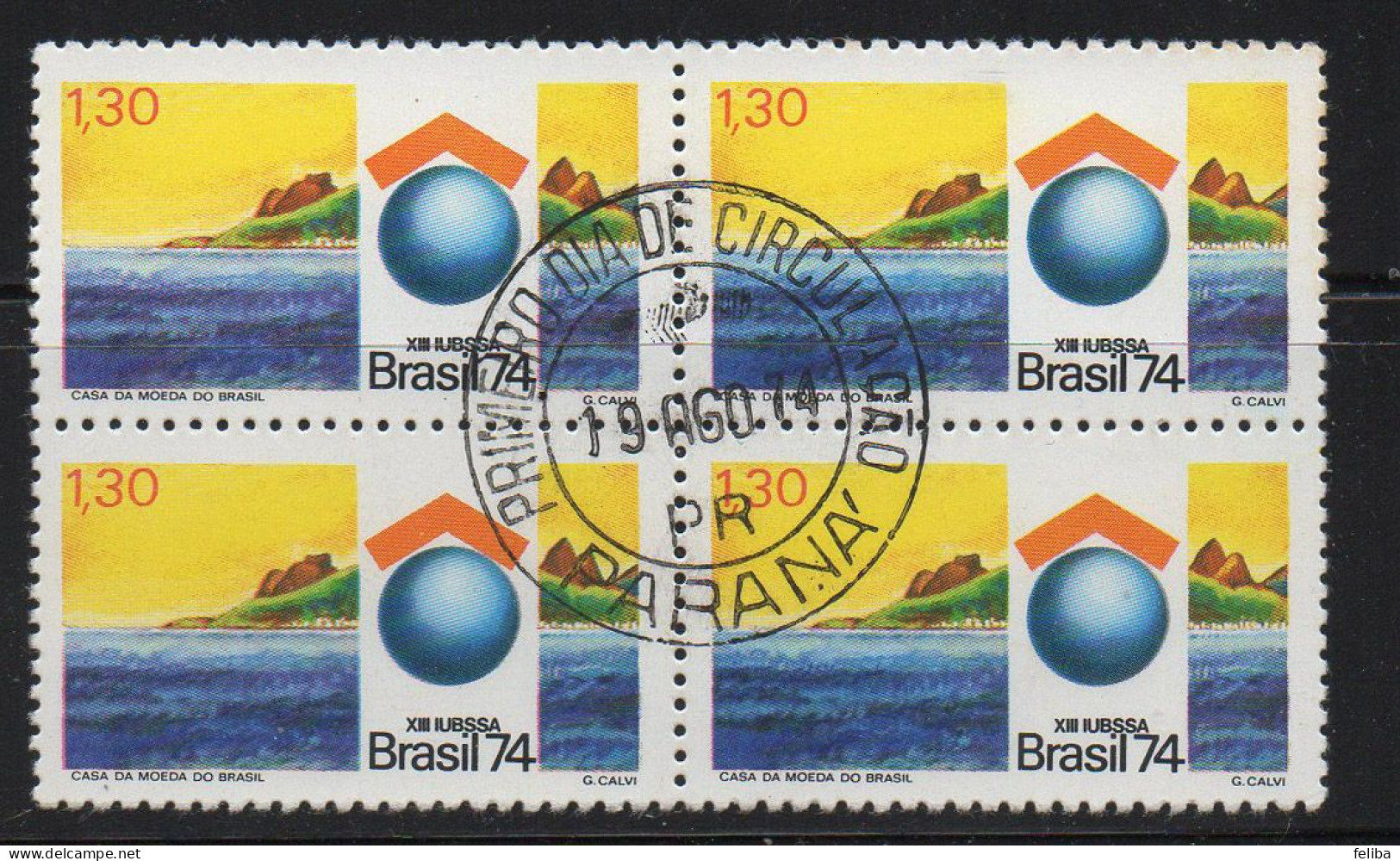 Brazil 1974 First Day Cancel On Block Of 4 - Ongebruikt