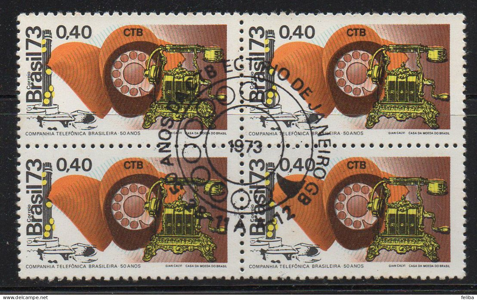 Brazil 1973 First Day Cancel On Block Of 4 - Unused Stamps