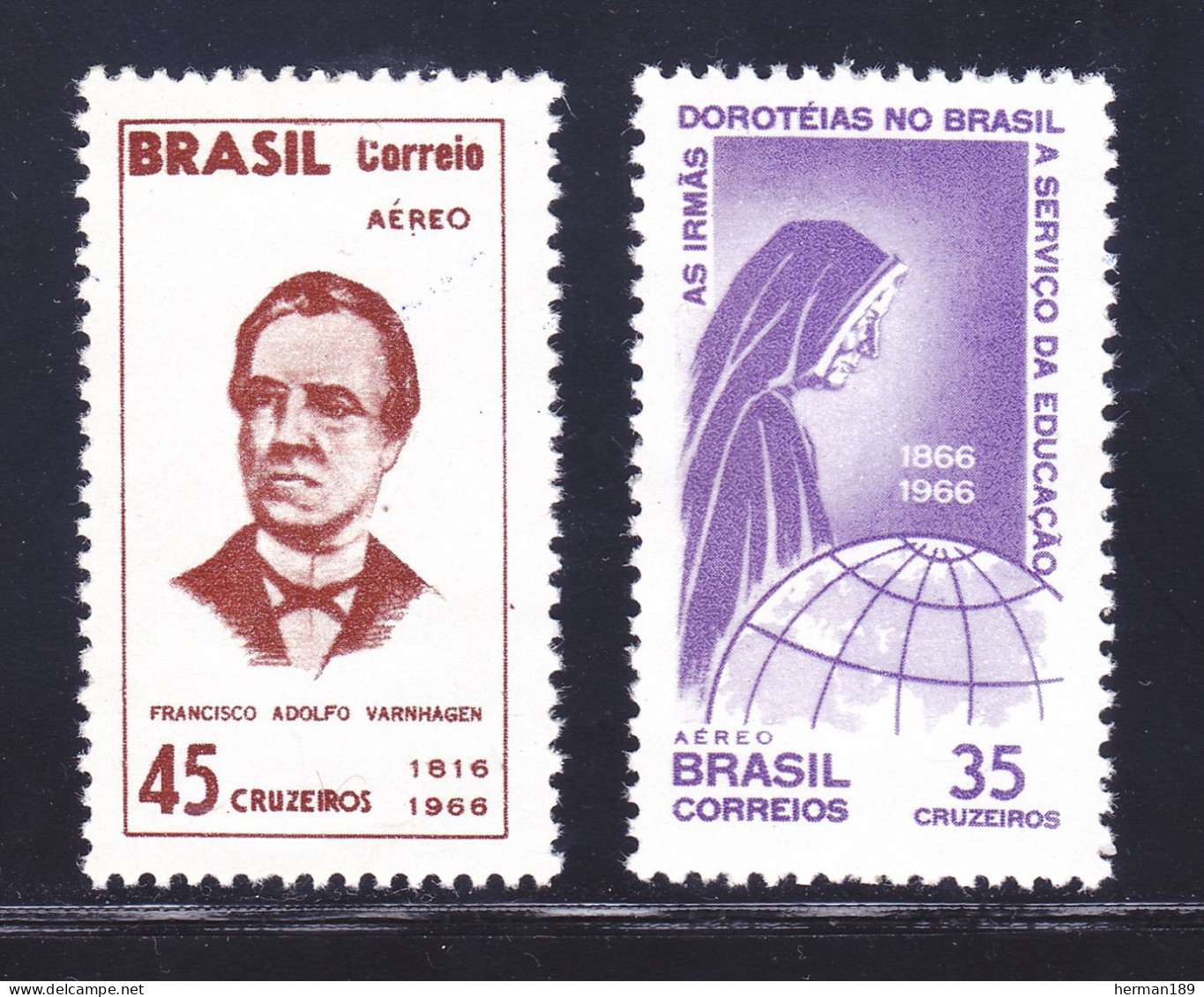 BRESIL AERIENS N°   95 & 97 ** MNH Neufs Sans Charnière, TB (D7262) Personnages Célèbres - 1966 - Nuevos