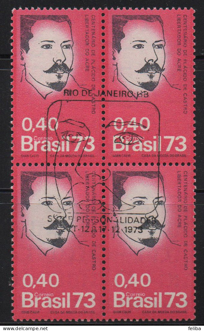 Brazil 1973 First Day Cancel On Block Of 4 - Ongebruikt