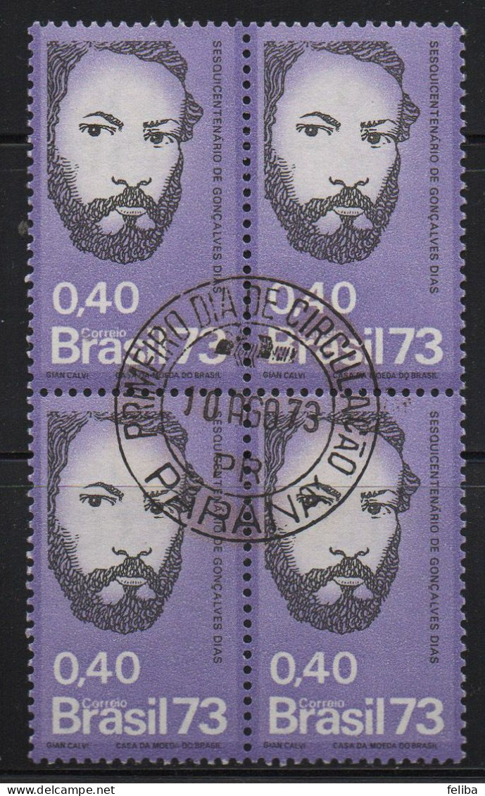 Brazil 1973 First Day Cancel On Block Of 4 - Ongebruikt