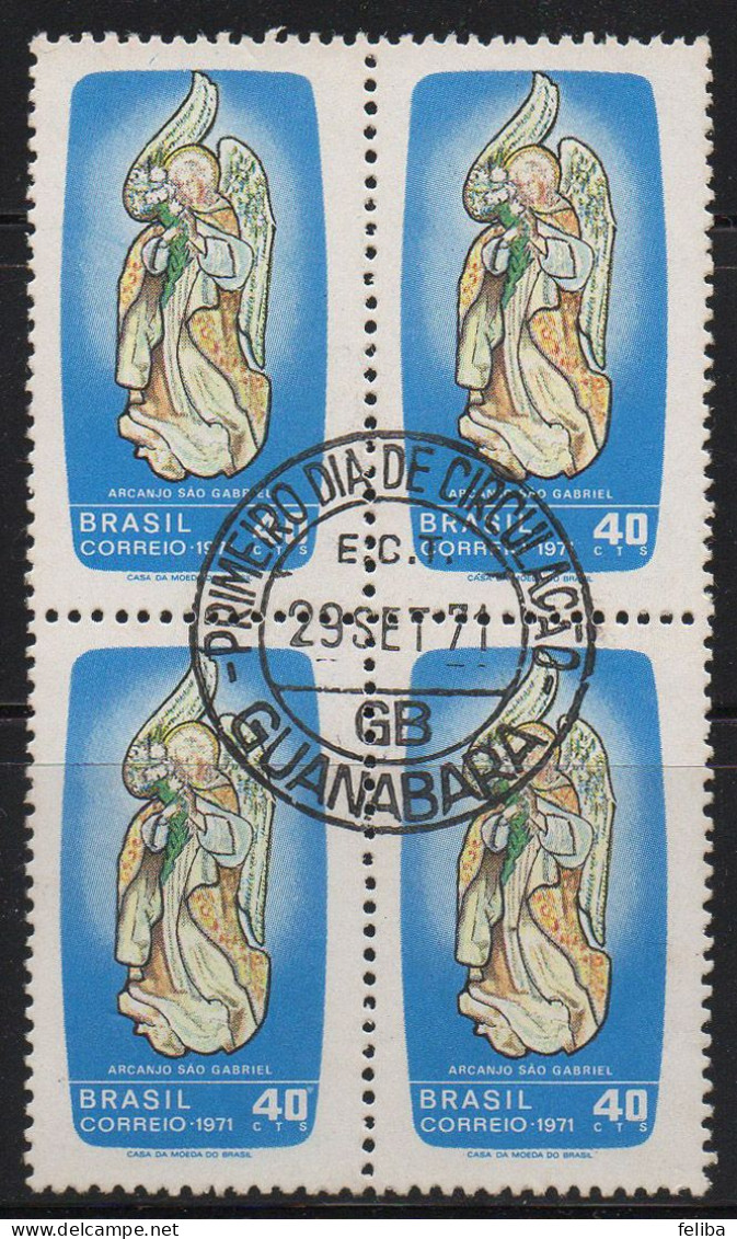 Brazil 1971 First Day Cancel On Block Of 4 - Unused Stamps