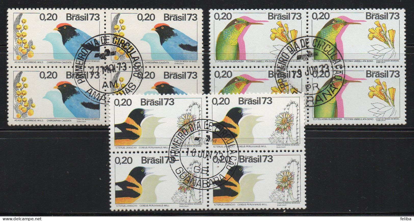 Brazil 1973 First Day Cancel On Block Of 4 - Neufs