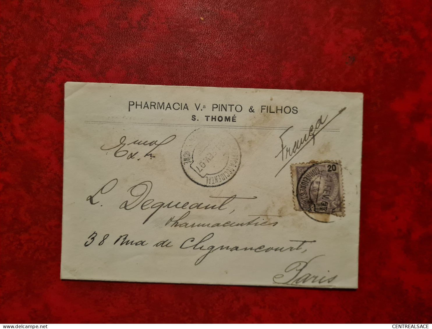 Lettre / Carte   SAO THOME ENTETE PHARMACIA V. PINTO ET FILHOS 1907 - São Tomé Und Príncipe