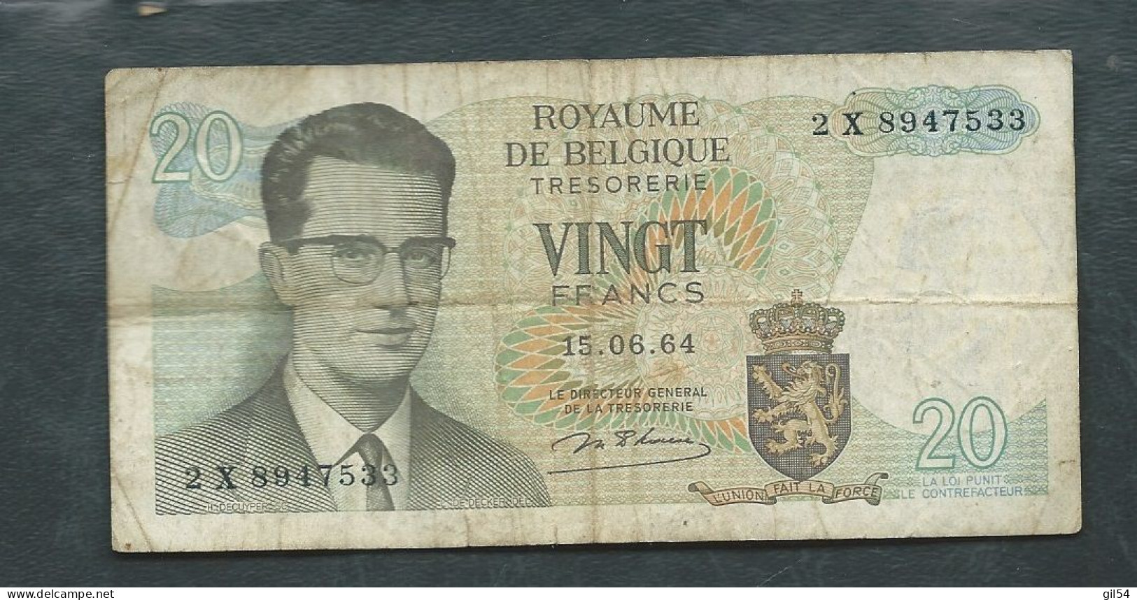 Belgique, 20 Francs, 15/06/1964- 2X8947533  Laura 7126 - 20 Francs