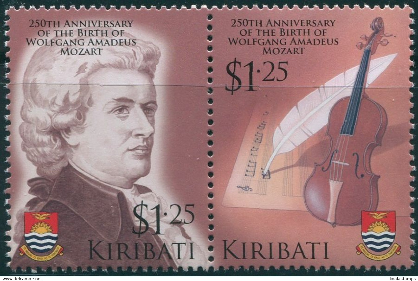 Kiribati 2006 SG768-769 Mozart Violin Pair MNH - Kiribati (1979-...)