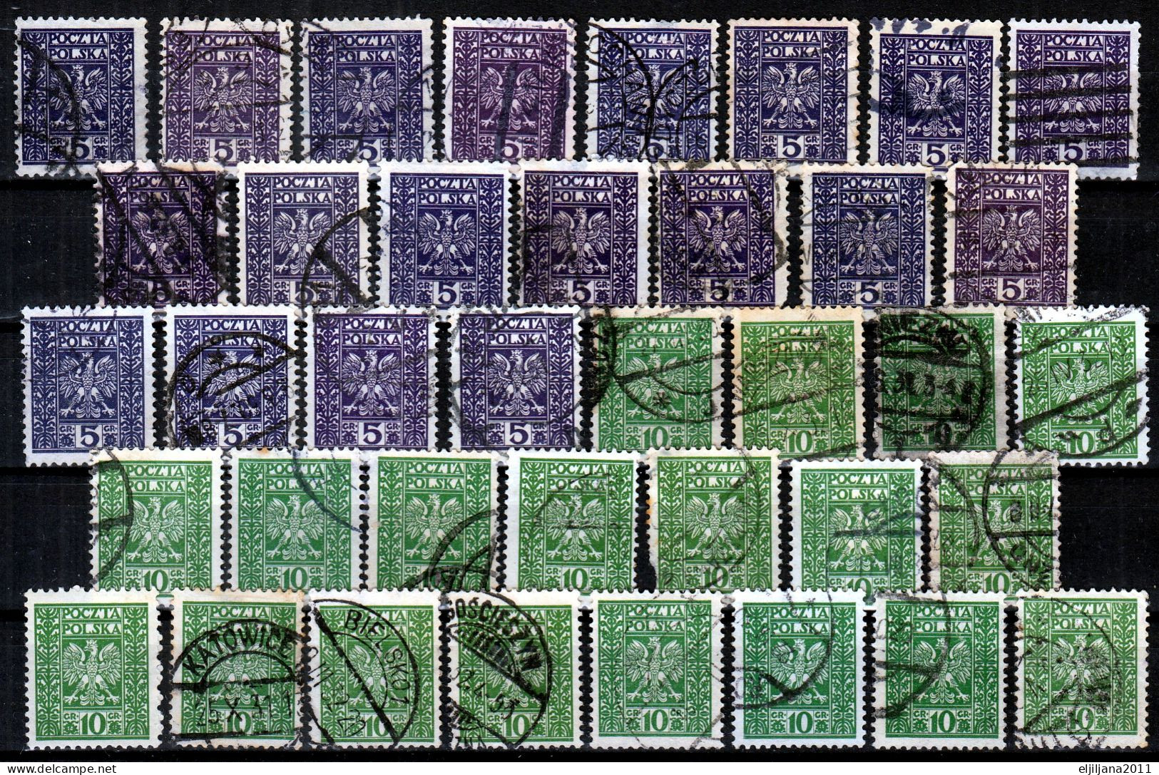 ⁕ Poland 1928 ⁕ Coat Of Arms - Eagle 5 & 10 Gr. Mi.261,262 ⁕ 38v Used / Shades - See Scan ( 1v MNH ) - Gebraucht