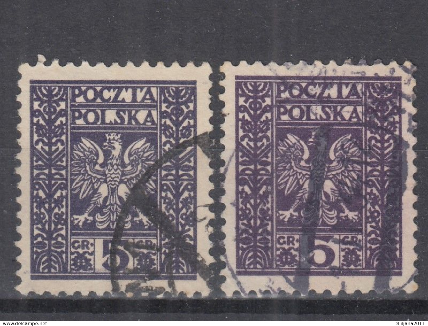 ⁕ Poland 1928 ⁕ Coat of arms - Eagle 5 & 10 Gr. Mi.261,262 ⁕ 38v used / shades - see scan ( 1v MNH )