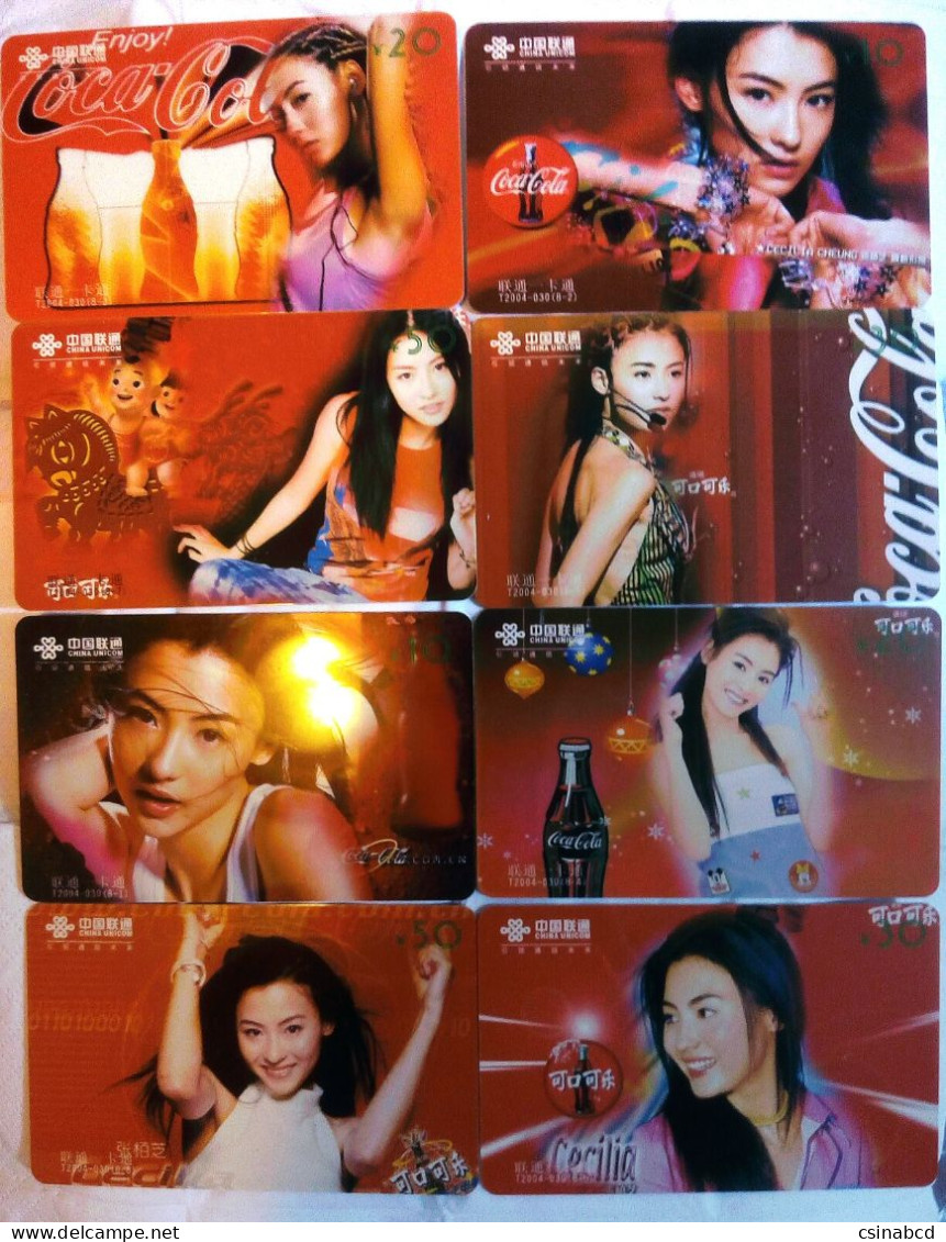 PHONECARD - China Coca Cola Hong Kong Pop Actor Singer Cecilia Cheung Set Of 8 Phonecards - Cina