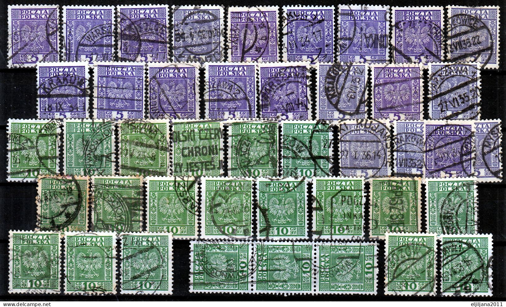 ⁕ Poland 1932-1933 ⁕ Coat Of Arms - Eagle Mi.272-278 ⁕ 130 Used Stamps / Shades - See Scan - Gebraucht