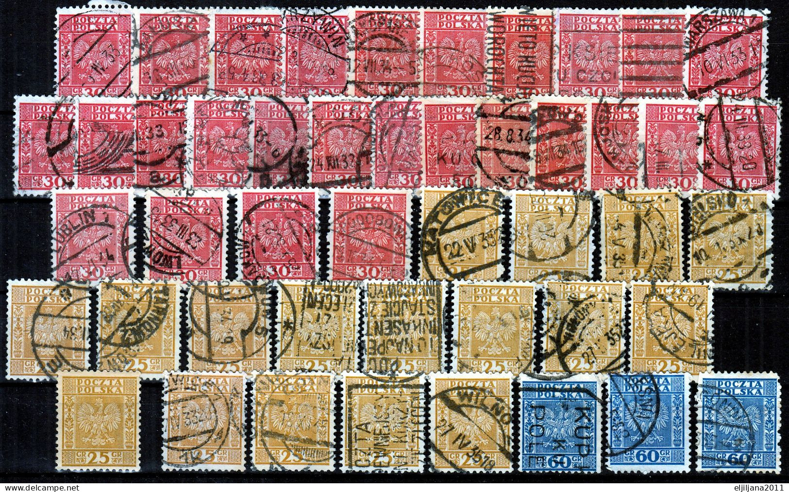 ⁕ Poland 1932-1933 ⁕ Coat Of Arms - Eagle Mi.272-278 ⁕ 130 Used Stamps / Shades - See Scan - Used Stamps