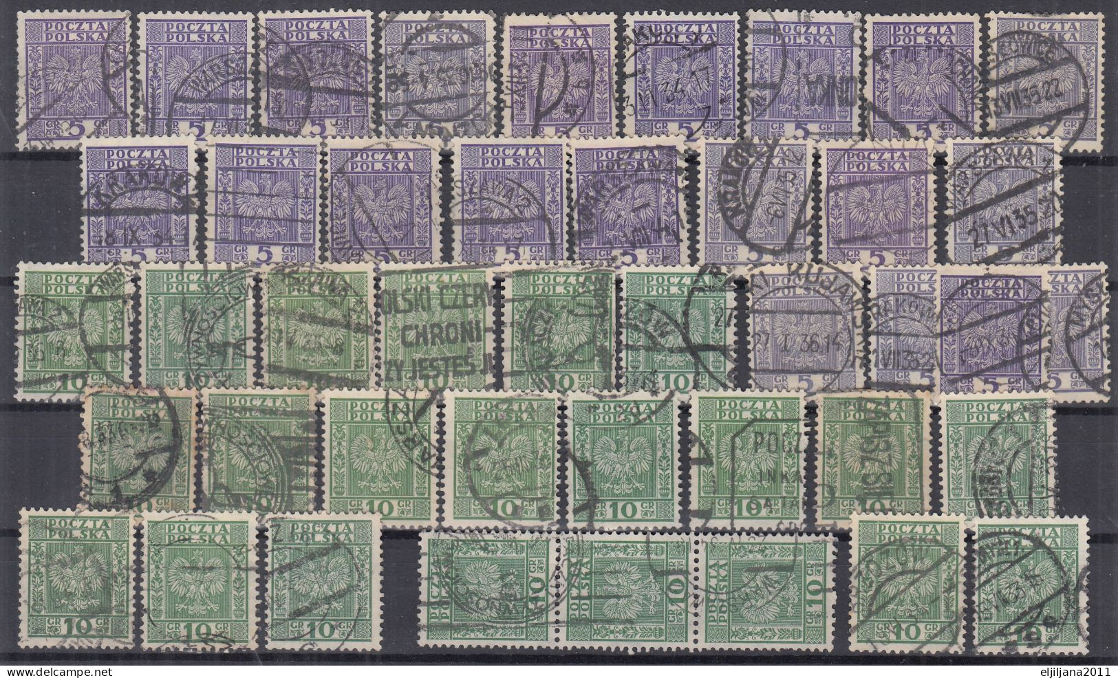 ⁕ Poland 1932-1933 ⁕ Coat Of Arms - Eagle Mi.272-278 ⁕ 130 Used Stamps / Shades - See Scan - Gebraucht