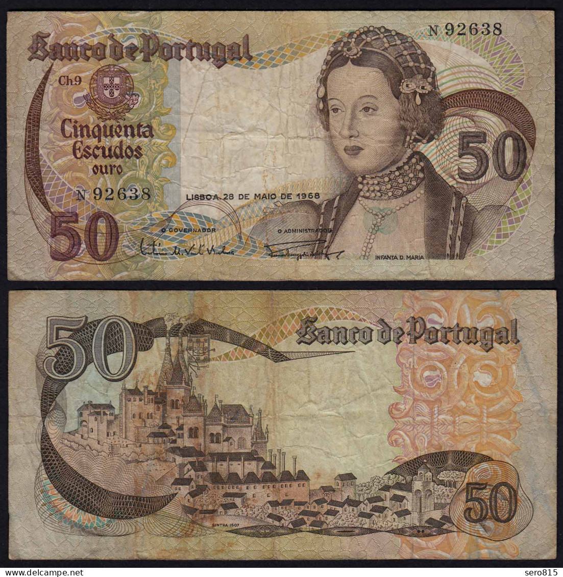 Portugal - 50 Escudos Banknote 28-5-1968 - Pick 174a F (4)  (21778 - Portogallo