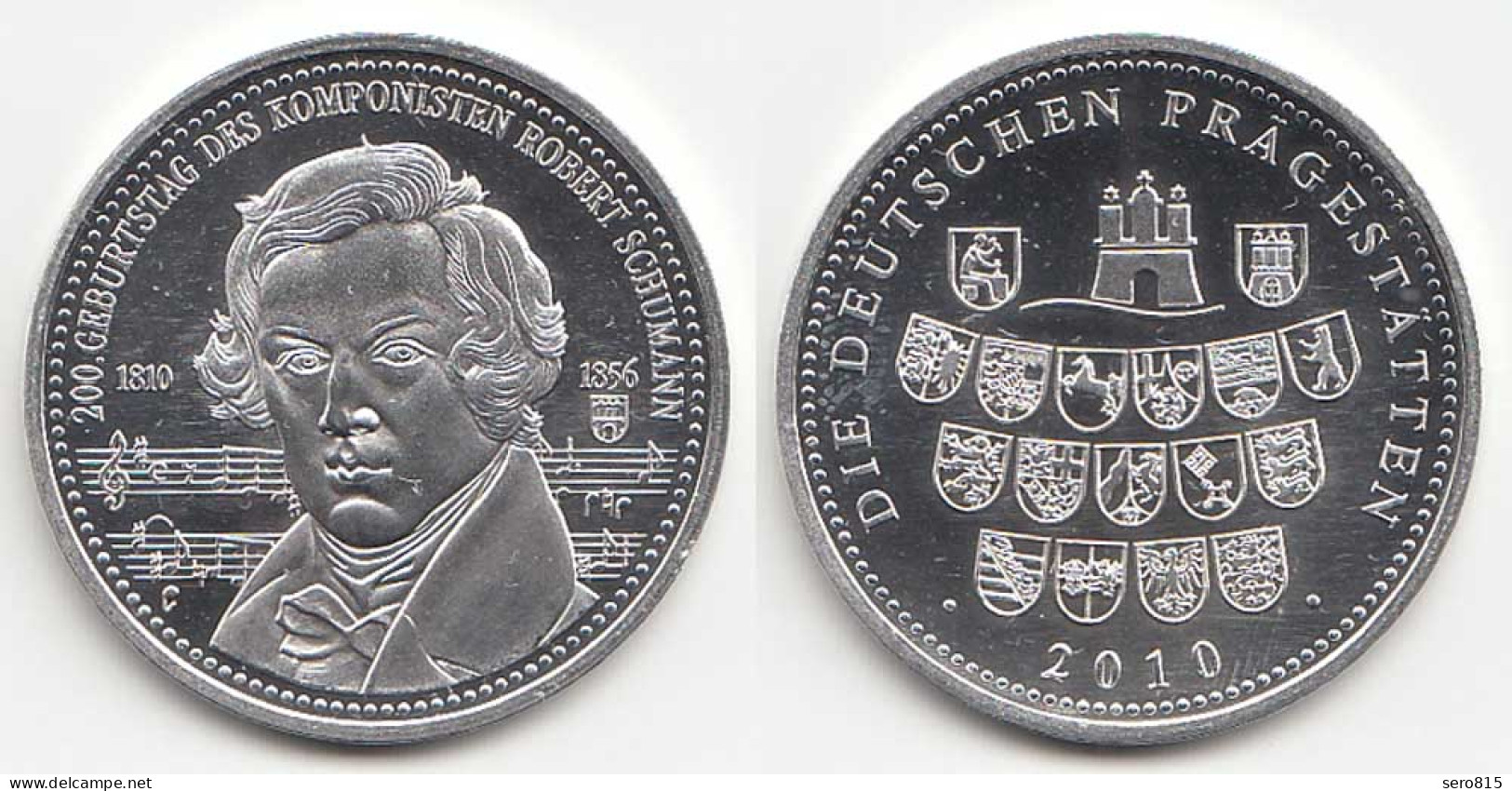 Medaille Komponist Robert Schumann - RS Deutsche Prägestätten Ø 32 Mm Gew 10,5 G - Sin Clasificación