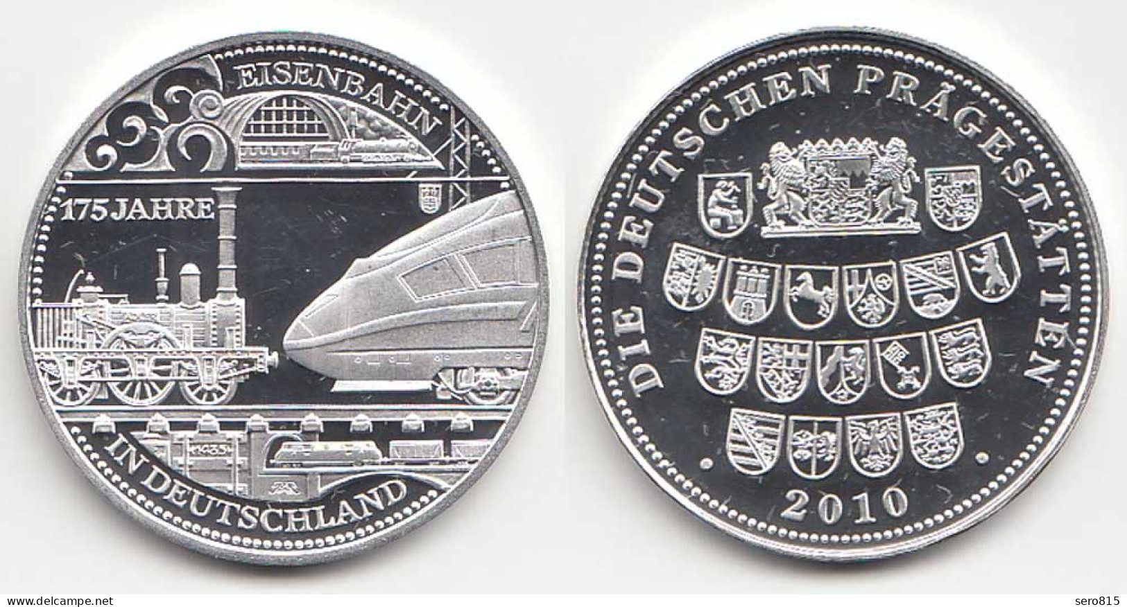Medaille 175 Jahre Eisenbahn - RS Deutsche Prägestätten Ø 32 Mm Gew 10,5 G - Ohne Zuordnung