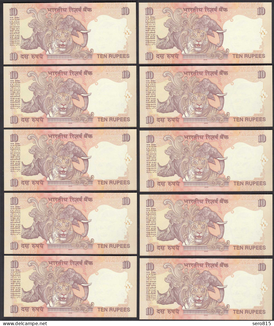 Indien - India - 10 Pieces A'10 RUPEES Pick 95f 2007 Letter L - UNC (1)   (89280 - Other - Asia